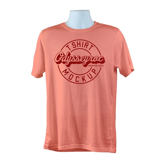Bella Canvas 3001 Coral T Shirt Mockup Simple White Background Etsy