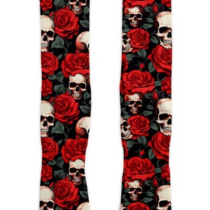 Skull and Rose Pattern Downloadable Sock Sublimation Art, Sublimation designs Streetwear Socks,