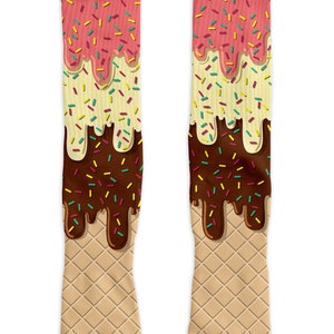 Downloadable Sock Sublimation Art, Ice Cream Drip, Sublimation designs Streetwear Socks, cupcake, sprinkles, dessert png
