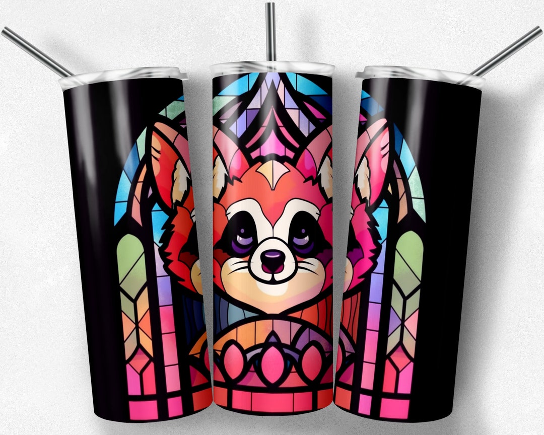 Kawaii Stained Glass Red Panda 20 Oz Skinny Tumbler Wrap Sublimation ...