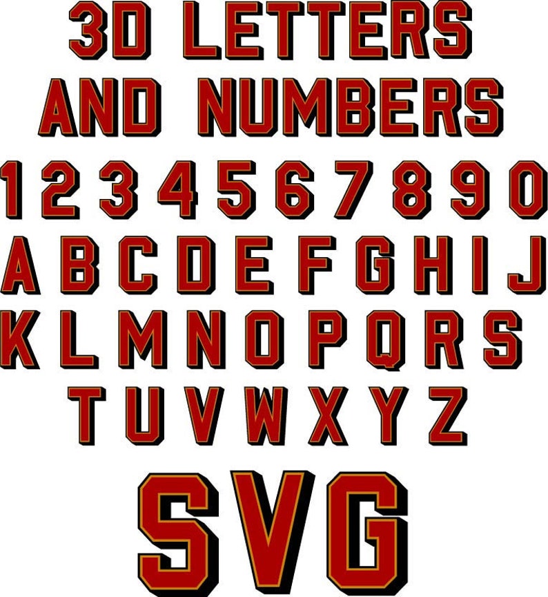 Sports Jersey Font ITFDB 3D Shadow SVG Version Baseball Etsy UK