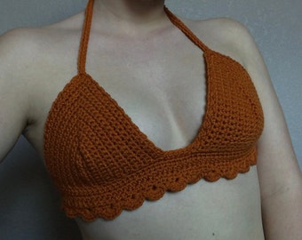 Crocheted Bralette. Boho festival crop top. Crocheted/Knit Bra.