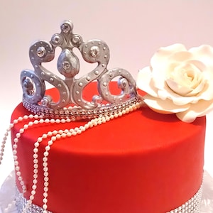 Fondant Tiara Cake Topper, Geburtstag-Party-Tortendekoration, Benutzerdefinierte handgefertigte Prinzessin Tiara Cake Topper für Geburtstags-Partyfeier,