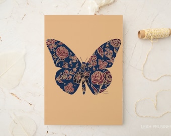 Blooming Butterfly Art Print | 8.5x11, 11x14 | Unframed | Free US ship | Floral Wall Art