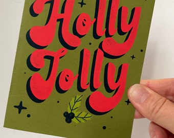 Retro Lettering Holiday Greeting Cards, Colorful, Folded Blank Holiday Cards, Christmas