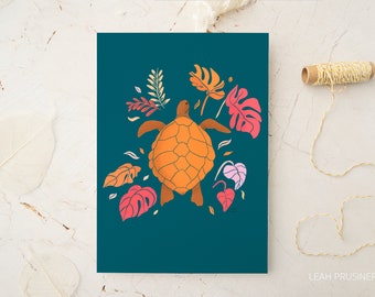 Sea Turtle Art Print, 2 Colors, 8x10, 8.5x11, 11x14 inch, Tropical Vibes Wall Art