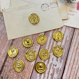 Conjunto de 10 selos de cera com tema vintage vitoriano, rosas, silhuetas, querubins e anjos