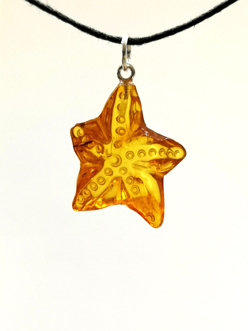 Nautical pendant/ Amber/ starfish charm / Natural Amber/ Hand Etsy