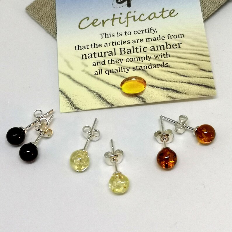 Amber Ball Earrings Amber Stud Earrings Made by Etsy