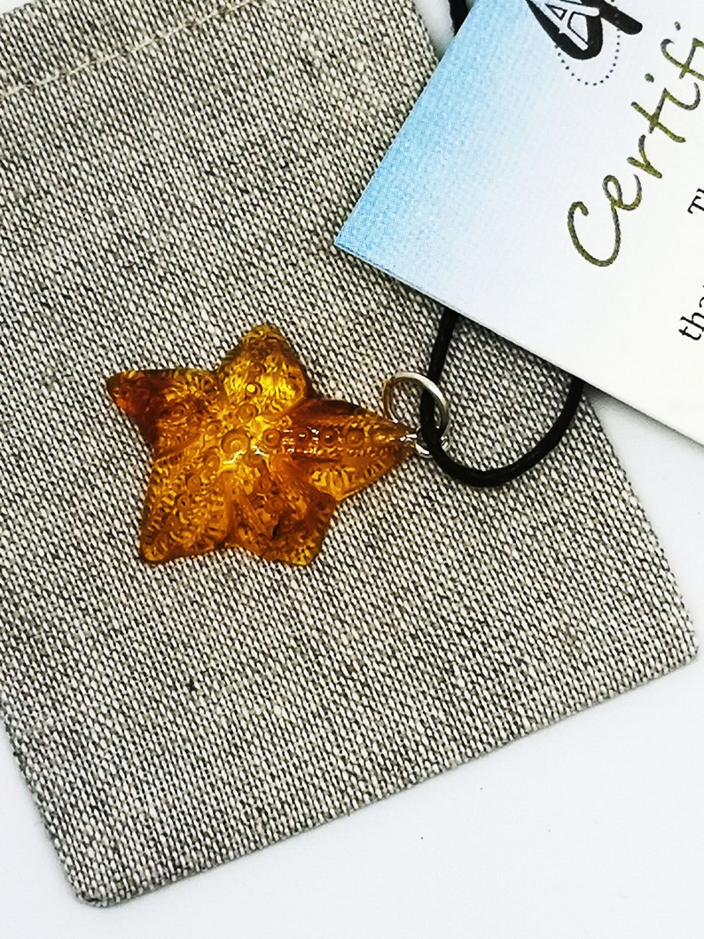 Nautical pendant/ Amber/ starfish charm / Natural Amber/ Hand Etsy