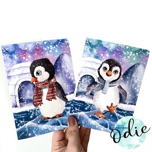 PENGUINS SET CARD | Drawing | Illustration | Greeting card | Winter