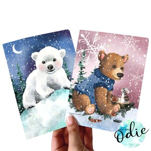CARTE ENSEMBLE OURSONS | Dessin | Illustration | Carte de vœux | Hiver