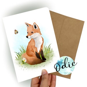 SITTING FOX CARD | fox | Drawing | illustration | Forest Animals | Wish card