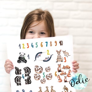 DISPLAYS child numbers | Illustration children's room |  | Wall art|  Educational materials