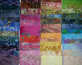 Bundle Lot of BATIK 50pcs quilt blocks, 6” squares. cotton fabric charm pack