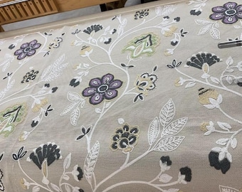 Gorgeous Embroidered Upholstery Drapery Jacobean Fabric sold by the yard