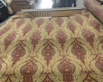Beautiful Discontinued Damask Chenille Railroad Jacquard Upholstery fabric sold by the yard