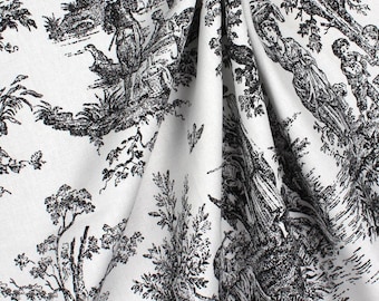 Beautiful Classic Toile  Black Drapery Decor Fabric sold by the Yard