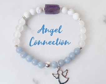 Guardian Angel Bracelet: Angelite, Amethyst, Selenite, Reiki-Infused