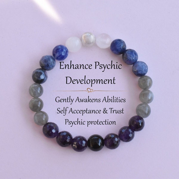 Enhance Intuitive Abilites Bracelet - Awaken Third Eye - Psychic Power Bracelet- Yoga Bracelet - Mala Bracelet - Reiki Jewelry- Gift for Her