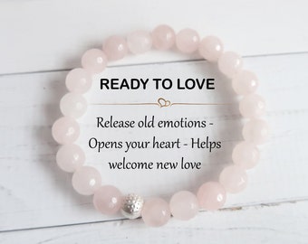 Rose Quartz Bracelet: 8mm AAA Gemstone, Heart Chakra Healing
