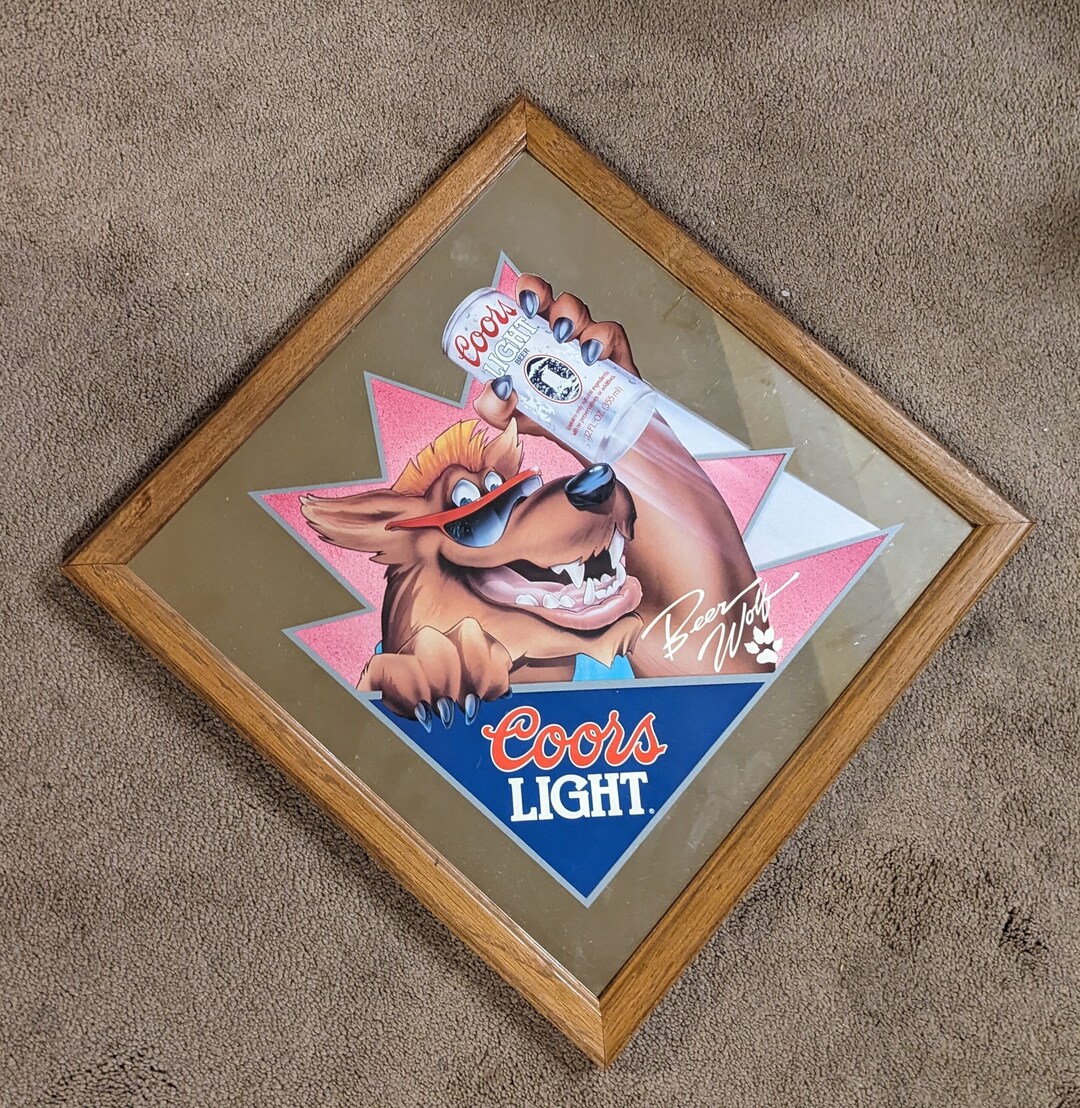Coors Beer Wolf Catching a Silver Bullet Mirror 1990 16x16 Etsy