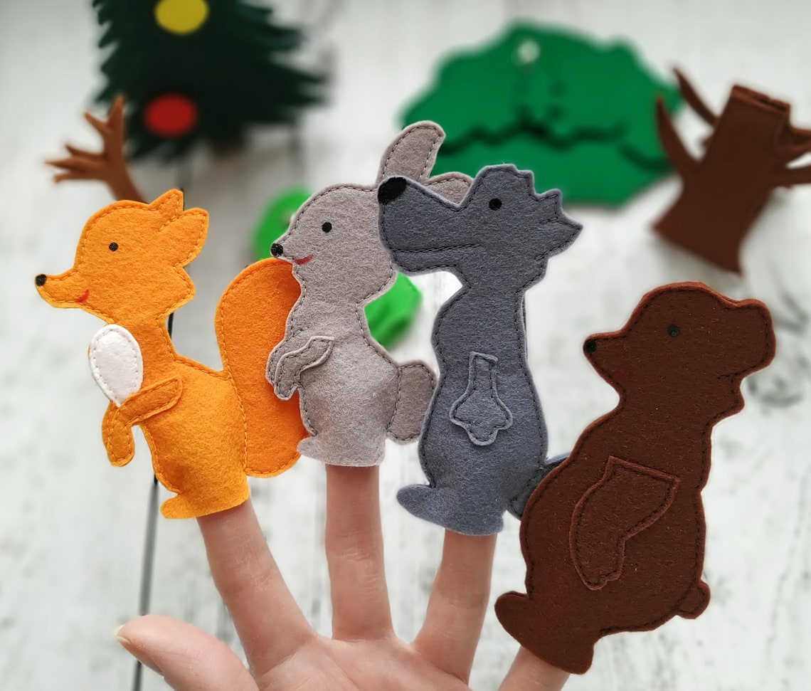 Finger puppet set Felt animals. Fidget toy. Puppet. Etsy