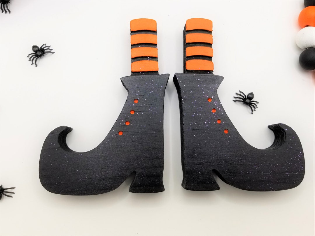 Witches Boots Halloween, Solid Wood Free Standing Witches Boots