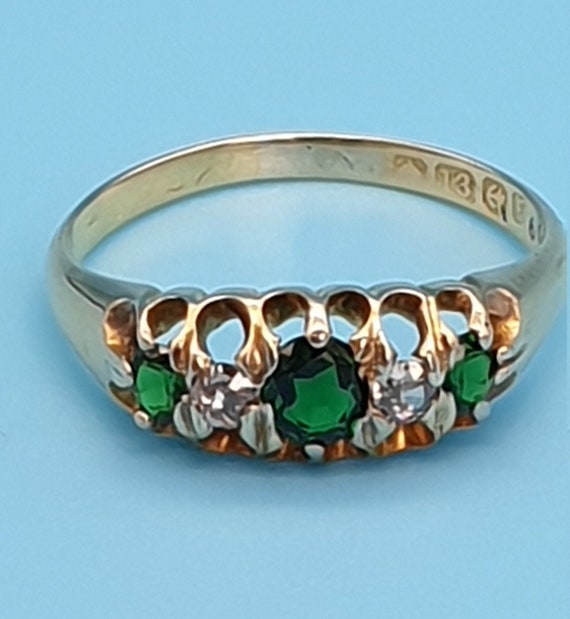 Edwardian Tourmaline And Diamond Half hooped Ring… - image 3