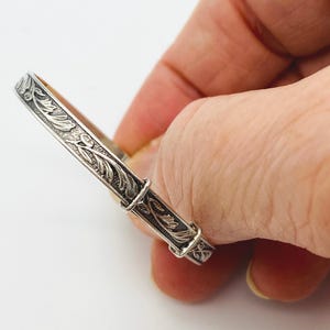 Childs Silver Bangle/Christening Bangle with leaf pattern Hallmarked For Silver