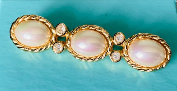 Vintage Christian Dior Pearl Brooch With Swarovsk… - image 3