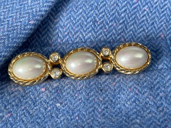 Vintage Christian Dior Pearl Brooch With Swarovsk… - image 7