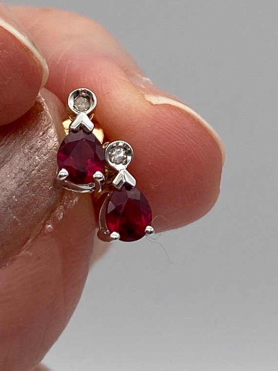 Beautiful 9 Carat Ruby and Diamond Teardrop Earrin