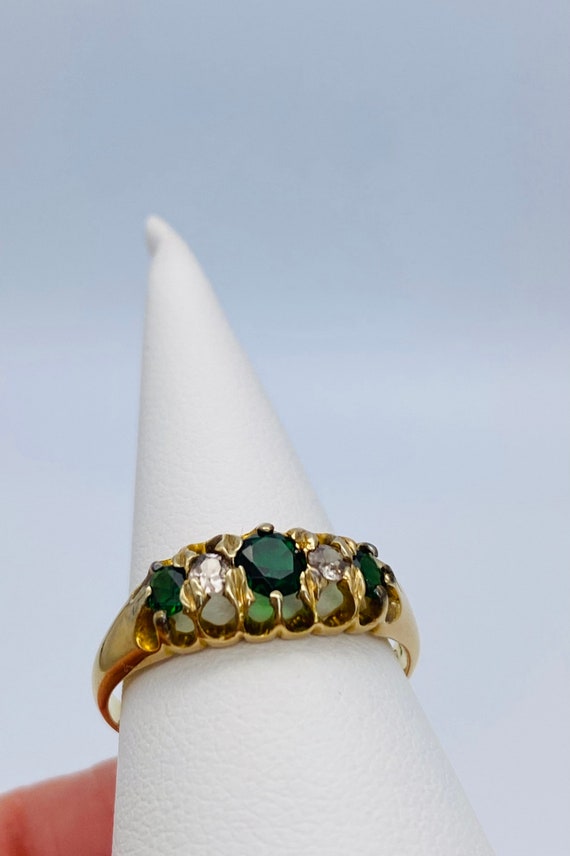 Edwardian Tourmaline And Diamond Half hooped Ring… - image 10