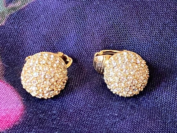 Vintage Christian Dior Crystal Clip On Earrings,C