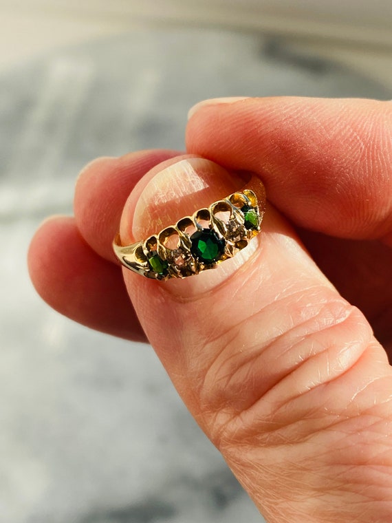 Edwardian Tourmaline And Diamond Half hooped Ring… - image 8