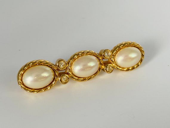 Vintage Christian Dior Pearl Brooch With Swarovsk… - image 8