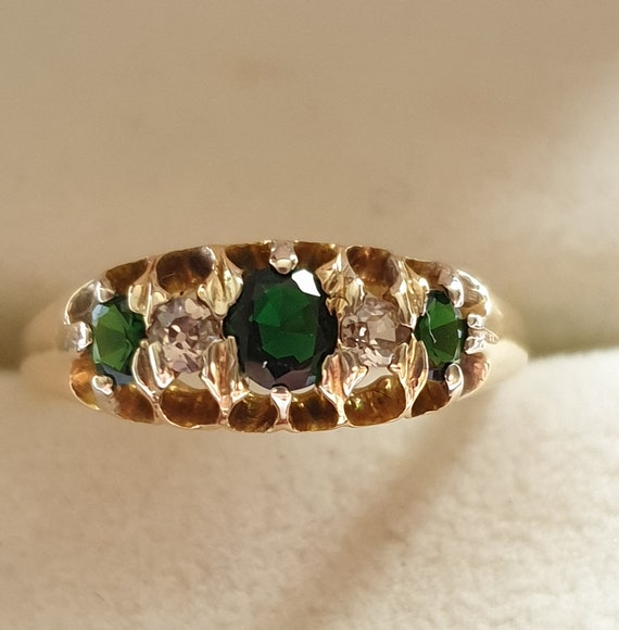 Edwardian Tourmaline And Diamond Half hooped Ring… - image 9