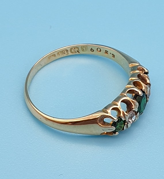 Edwardian Tourmaline And Diamond Half hooped Ring… - image 2