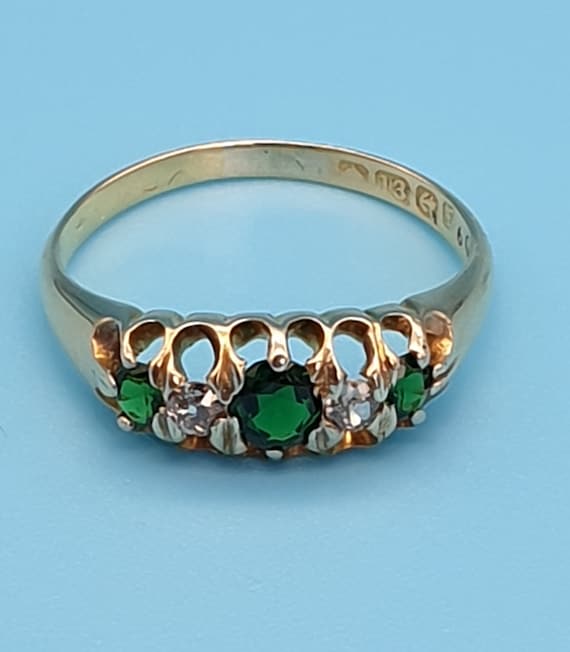 Edwardian Tourmaline And Diamond Half hooped Ring… - image 1