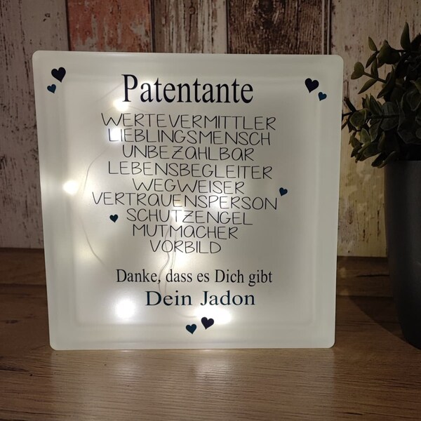 Glasbaustein mit Beleuchtung | ~PATENTANTE~ | Dekolicht | Beleuchtung | Geschenkidee