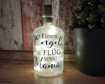 Dekoflasche mit Beleuchtung | ~ ENGEL MAMA~ | Flaschenlicht | Beleuchtung | Geschenkidee