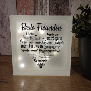 Glass block with lighting | ~BEST FRIEND~ | Decorative light | Lighting | Gift idea