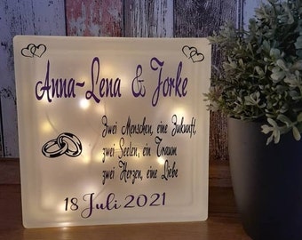 Glasbaustein mit Beleuchtung | ~ HOCHZEIT~ | Dekolicht | Beleuchtung | Geschenkidee