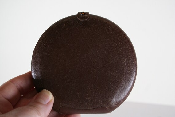 Vintage Marcee Gold-Embossed Brown Leather Compact - image 5