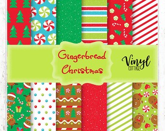 Gingerbread Christmas Craft Vinyl, Christmas Tree Pattern HTV, Christmas Stripes Heat Transfer Vinyl, Red and Green