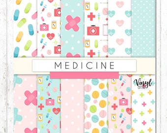 Medicine Print Vinyl: Doctor Nurse Stethoscope Pattern HTV