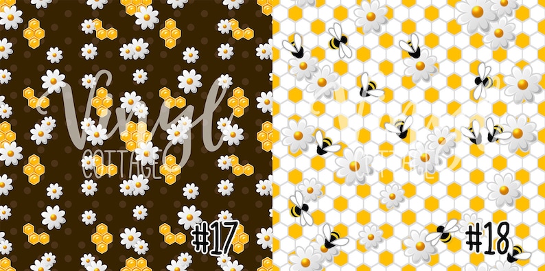 Honeycomb Pattern Vinyl, Bee Print Vinyl, Daisy Printed HTV, Pattern Heat Transfer Vinyl, Printed Adhesive Vinyl, Craft Vinyl image 6