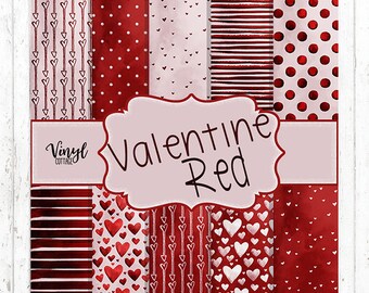 Valentine Red Pattern Vinyl, Watercolor Print Vinyl, Printed HTV, Heart Heat Transfer Vinyl, Printed Adhesive, Craft Vinyl