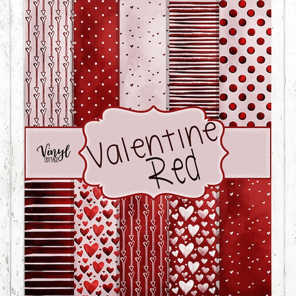 Valentine Red Pattern Vinyl, Watercolor Print Vinyl, Printed HTV, Heart Heat Transfer Vinyl, Printed Adhesive, Craft Vinyl